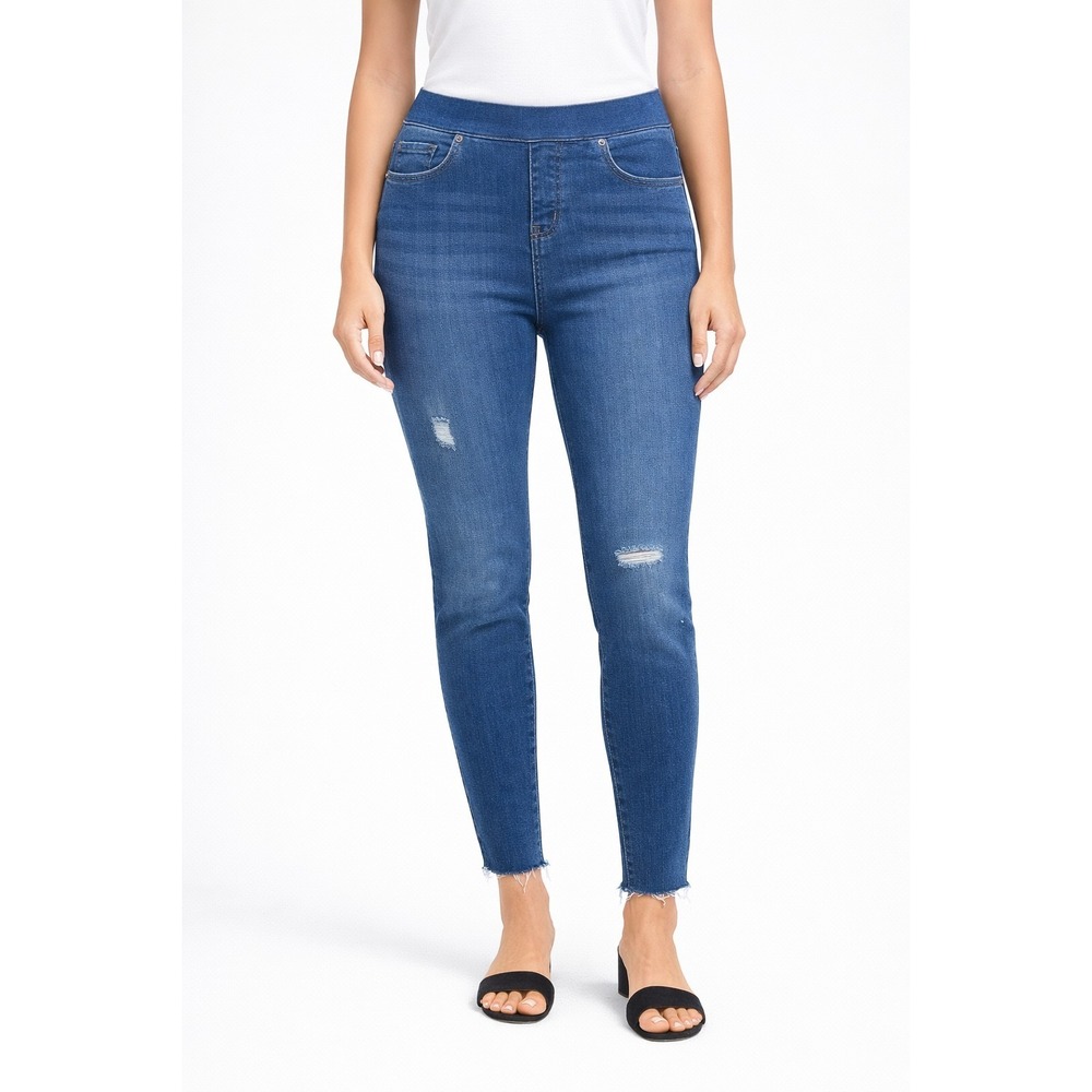 Spanx Distressed Ankle Skinny Raw Hem Jeans Women's‎ size MEDIUM